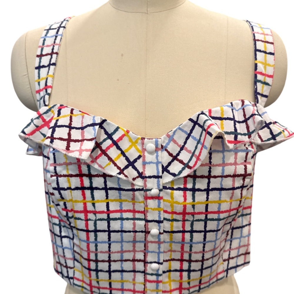 ModCloth Emilia WaterColour Gingham Top Multicolor Checkered Women's Top